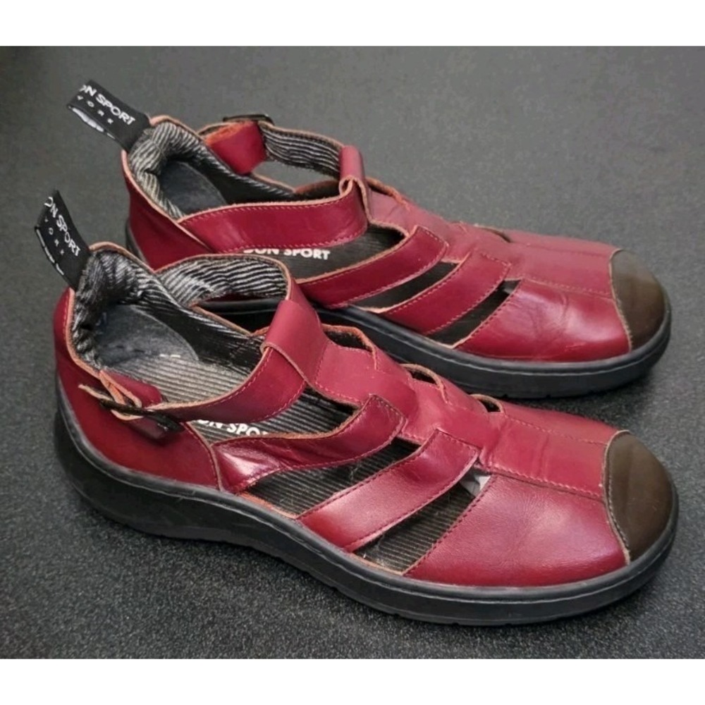 Vintage Giraudon Sport New York MaryJane Sandal Shoe Women 7/37 Red Leather Boho